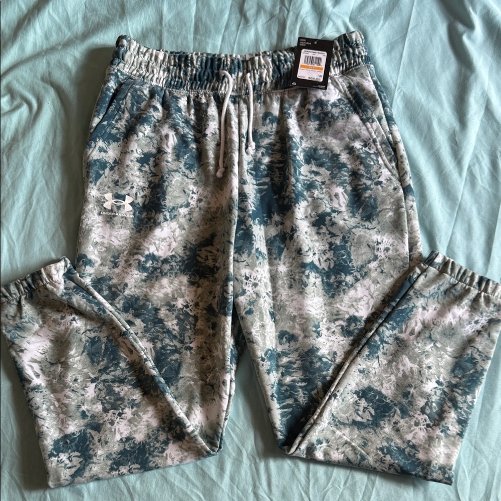 Under Armour Blue and white Rival Terry print Joggers